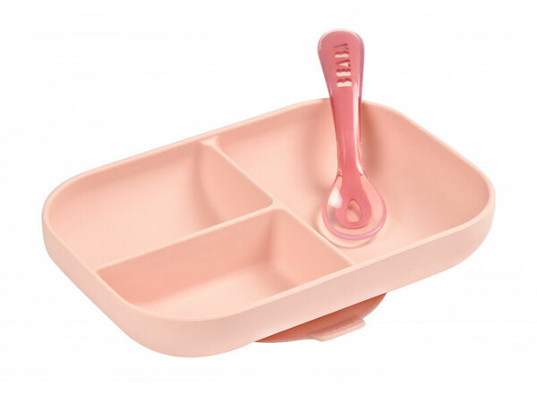 Beaba Talíř silikonový dělený s přísavkou + lžička Pink porovnat ceny