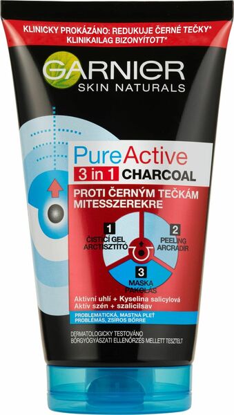 Garnier Pure Active čistící gel peeling a maska proti černým tečkám 150ml porovnat ceny