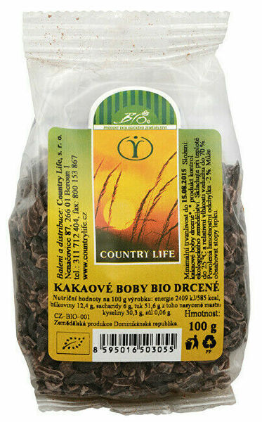 Country Life Kakaové boby nepražené drcené BIO 100g porovnat ceny