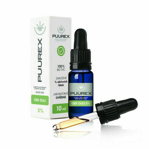 Puurex 5% CBD olej (500mg) 10ml porovnat ceny