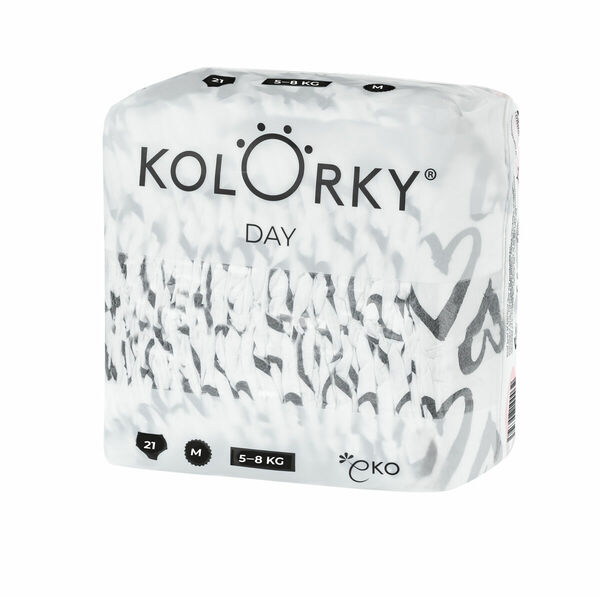 Kolorky DAY - srdce - M (5-8 kg) jednorázové eko plenky 21ks porovnat ceny