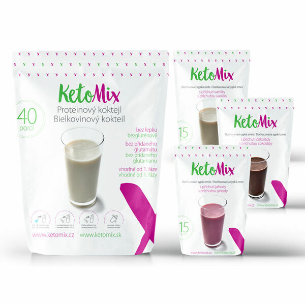 KETOMIX Proteinový koktejl čokoláda, vanilka a jahoda 40 porcí porovnat ceny