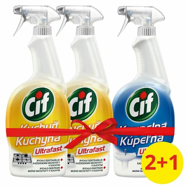 Cif Ultrafast Kuchyň čisticí sprej 2x750ml + Cif Ultrafast Koupelna čisticí sprej 750ml porovnat ceny