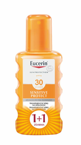 Eucerin SUN Sensitive Protect SPF30 transparentní sprej 2x200 ml 1+1 ZDARMA porovnat ceny