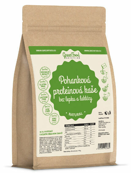 GreenFood Nutrition Pohanková proteinová kaše bez lepku a laktózy natural 500g porovnat ceny