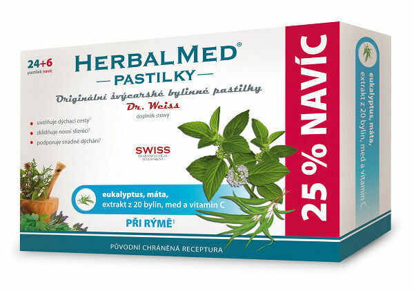 HerbalMed Dr.Weiss Eukalyptus-máta 24+6 pastilek porovnat ceny