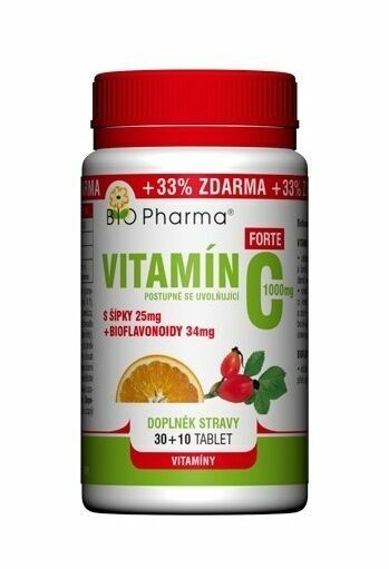 BIO Pharma Vitamín C 1000mg+šípky 25mg+bioflovonoidy 34mg 30+10 tablet porovnat ceny