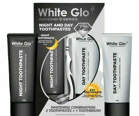 White Glo noční a denní bělící zubní pasta charcoal porovnat ceny