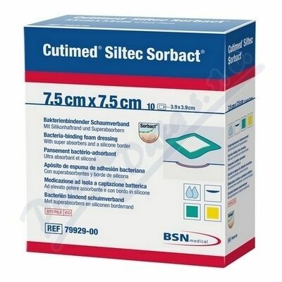 Cutimed Siltec Sorbact antimikrobní krytí 7.5x7.5cm 10ks porovnat ceny