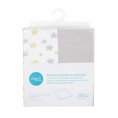 CEBA Potah na přebalovací podložku 50 x 70-80cm Light Grey+Yellow Stars 2ks porovnat ceny
