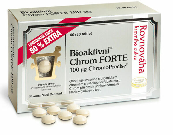 Bioaktivní Chrom FORTE 100μg 50% EXTRA 60+30 tablet porovnat ceny