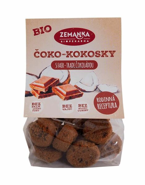 Biopekárna Zemanka  Bio čoko-kokosky s FAIR-TRADE čokoládou porovnat ceny