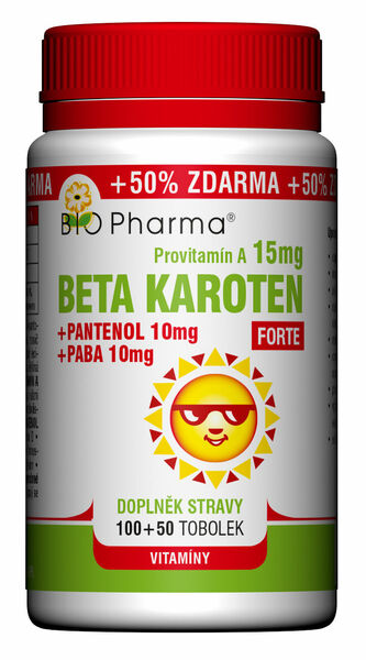 BIO Pharma Beta Karoten 15mg+Pantenol 10mg+PABA 10mg 100+50 tobolek porovnat ceny