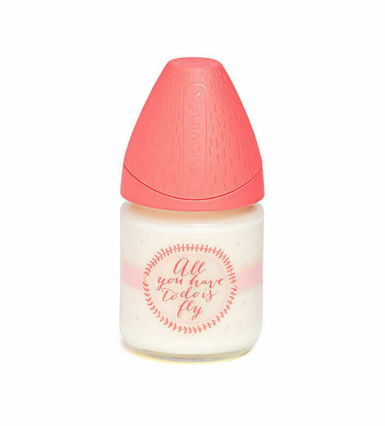 SUAVINEX MFL Láhev SKLO anatomická savička silikonová - Růžová/Fly 120ml porovnat ceny
