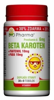 Bio Pharma Beta Karoten 6mg+Pantenol 10mg+PABA 10mg 30+9 tobolek porovnat ceny