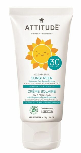 ATTITUDE Dětský 100% minerální opalovací krém (SPF 30) bez vůně 75g porovnat ceny