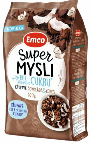 Emco Super mysli bez přidaného cukru čokoláda a kokos 500g porovnat ceny