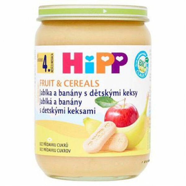 HiPP Ovocná kaše s celozrnnými obilovinami Jablka a banány s keksy 190 g porovnat ceny