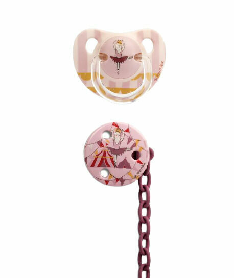 Suavinex Šidítko anatomické latex +6m + Klip kulatý - Růžový cirkus porovnat ceny