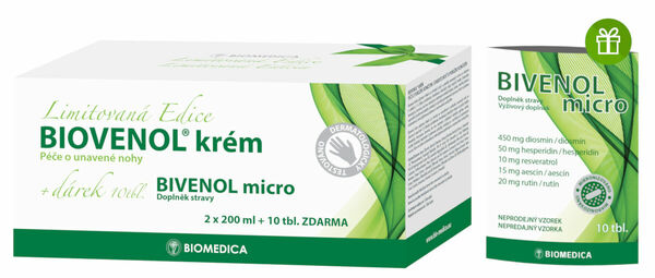 Biomedica Biovenol krém 2x200ml + Bivenol micro 10 tablet ZDARMA porovnat ceny