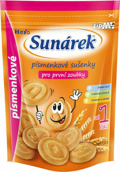 Sunárek Písmenkové sušenky pro první zoubky 150g porovnat ceny
