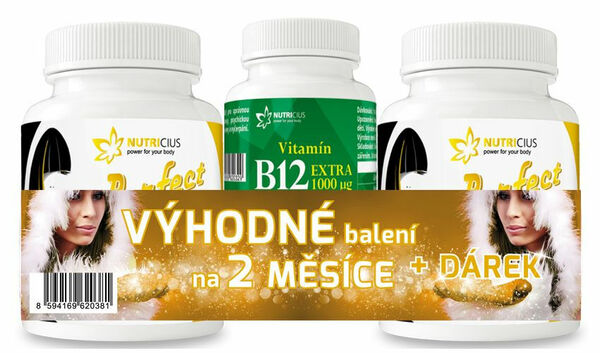 Nutricius Perfect HAIR gold methionin + biotin 2x90 tablet + dárek Vitamin B12 extra 1000 µg porovnat ceny