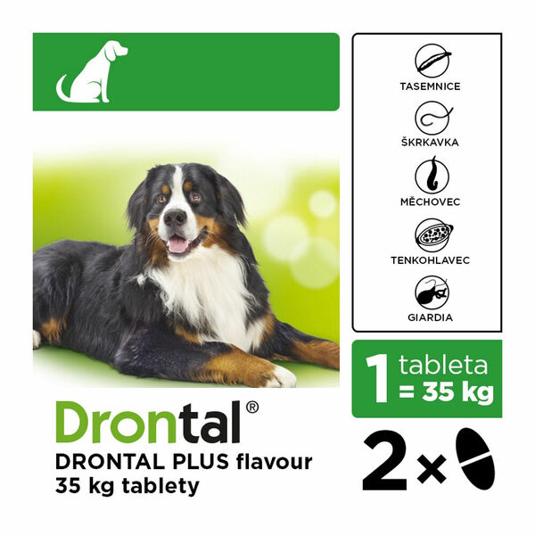 DRONTAL Plus flavour pro psy nad 35 kg a.u.v. 2 tablety porovnat ceny