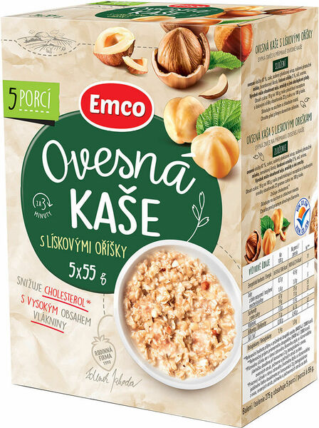Emco Ovesná kaše s lískovými oříšky 5x55g porovnat ceny