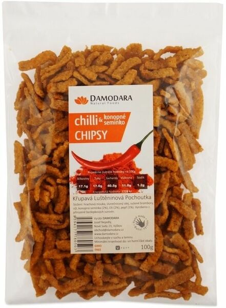 Damodara Chilli chipsy (chilli a konopné semínko) 100g porovnat ceny