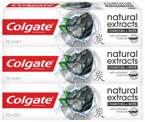 Colgate Natural Extracts Charcoal + White TRIO zubní pasta 3 x 75 ml porovnat ceny