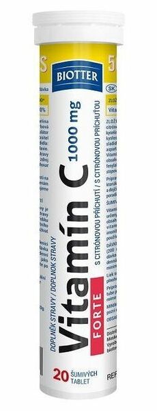 Biotter Vitamín C 1000mg FORTE 20ks šumivých tablet porovnat ceny