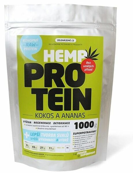 Zelená Země Konopný protein 1kg kokos s ananasem porovnat ceny