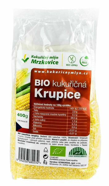 Kukuřičný mlýn Mrzkovice Kukuřičná krupice BIO 400g porovnat ceny
