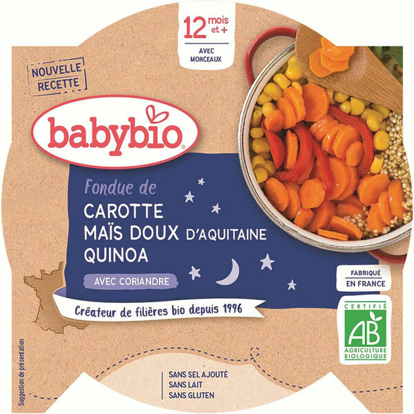 BABYBIO Večerní menu Mrkev a sladká kukuřice s quinoa 230 g porovnat ceny