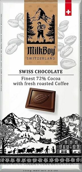 MILKBOY SWISS Hořká čokoláda 72% fresh roasted Coffee 100g porovnat ceny