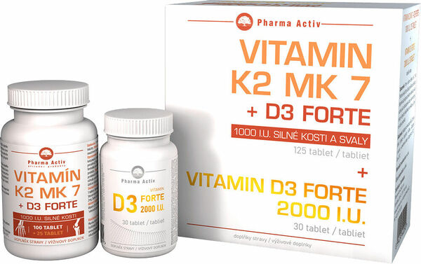 Pharma Activ Vitamín K2 MK7 + D3 FORTE 125 tableta + Vitamín D3 Forte 30 tablet ZDARMA porovnat ceny