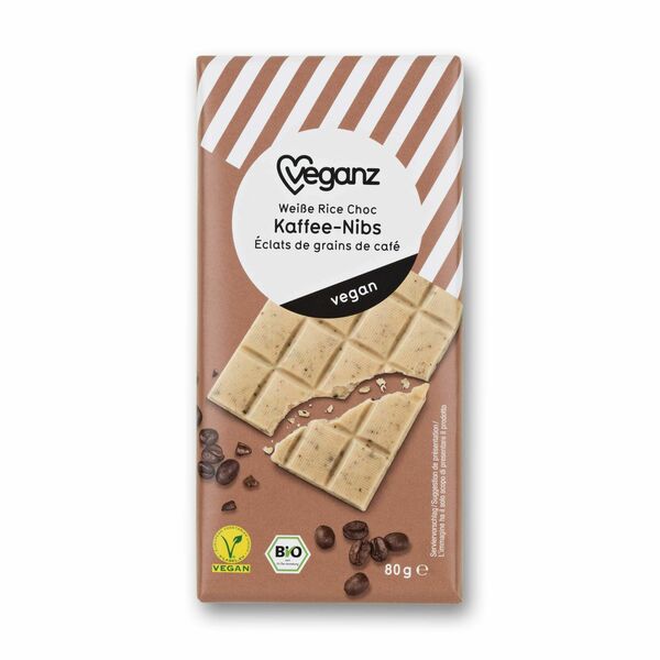 Veganz bílá čokoláda s kávovými zrnky Bio 80g porovnat ceny
