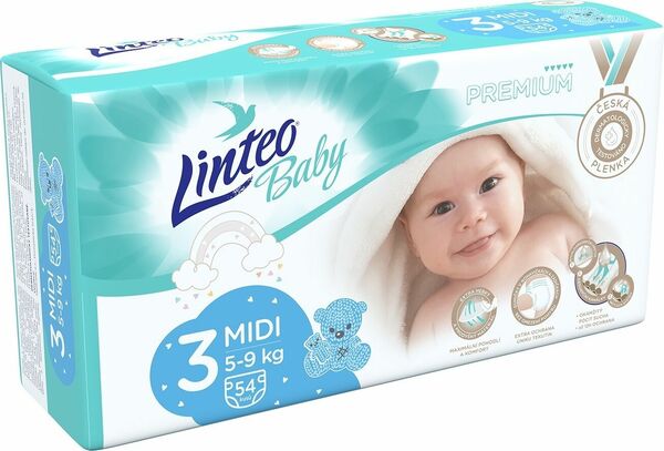 Linteo Baby Plenky Prémium Midi (5-9kg) 54ks porovnat ceny