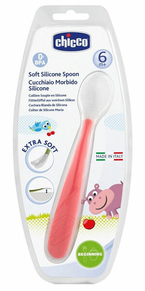 Chicco  Lžička silikon Soft červená 6m+ porovnat ceny