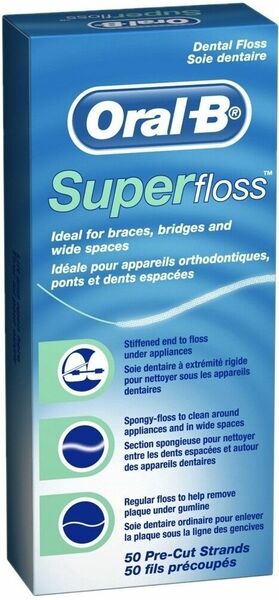 Oral-B Denterosolventní měkká nit SuperFloss 50 m - nastříhané pásky porovnat ceny