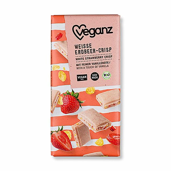 Veganz bílá čokoláda s jahodami a křupinkami Bio 80g porovnat ceny