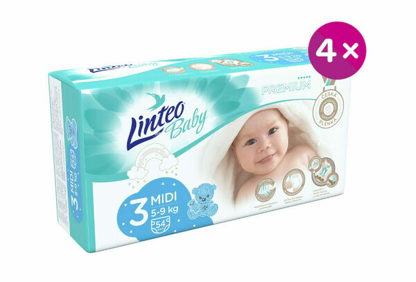 Linteo Baby Plenky Prémium Midi (5-9kg) 216ks porovnat ceny