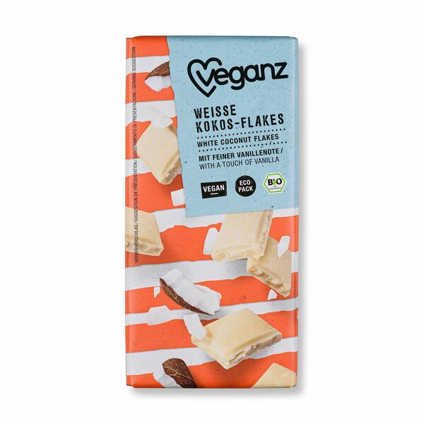 Veganz bílá čokoláda s kokosovými lupínky Bio 80g porovnat ceny