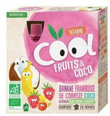 Vitabio Ovocné BIO kapsičky Cool Fruits jablko, kokos, banán, maliny a acerola 4x85g porovnat ceny