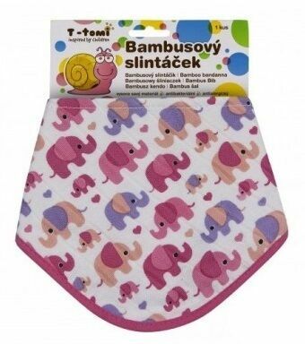 T-tomi  BIO Bambusový slintáček, pink elephants / růžoví sloni porovnat ceny