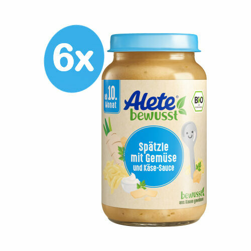 Alete BIO Příkrm špecle se zeleninou a sýrovou omáčkou 10m+ 6x220 g porovnat ceny