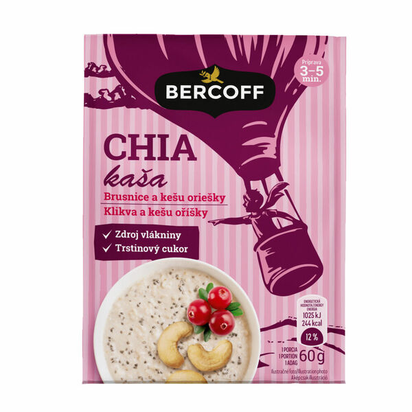 BERCOFF KLEMBER Chia kaše Klikva a kešu oříšky 60 g porovnat ceny