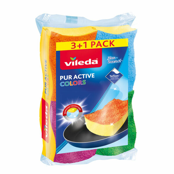 Vileda PUR active Colors houbička střední 3+1ks porovnat ceny