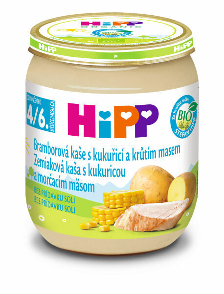 Hipp BIO Bramborové pyré s kukuřicí a krůtím masem 125 g porovnat ceny