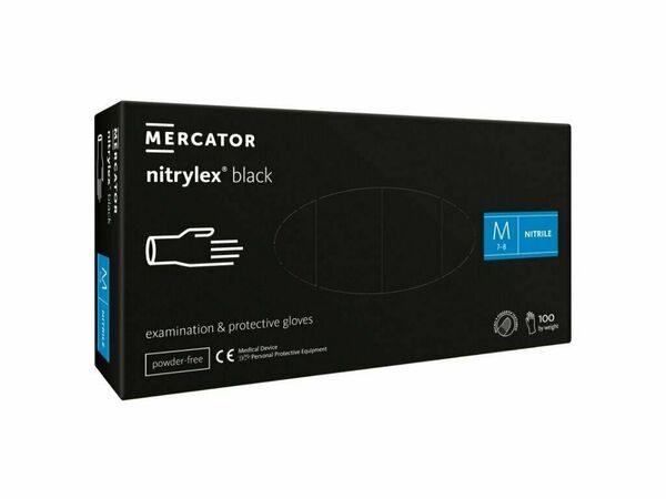 Mercator Nitrilové rukavice (bez pudru) černé, velikost M 100 ks porovnat ceny